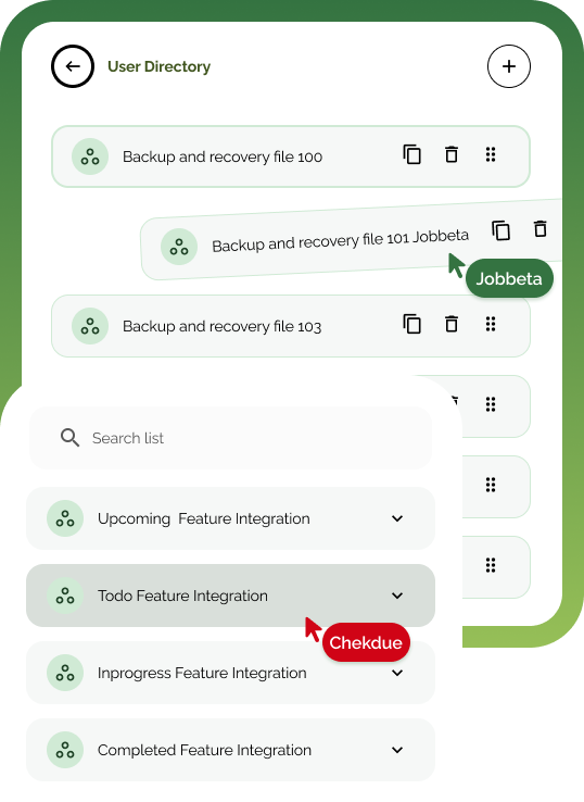 Product interface mockup