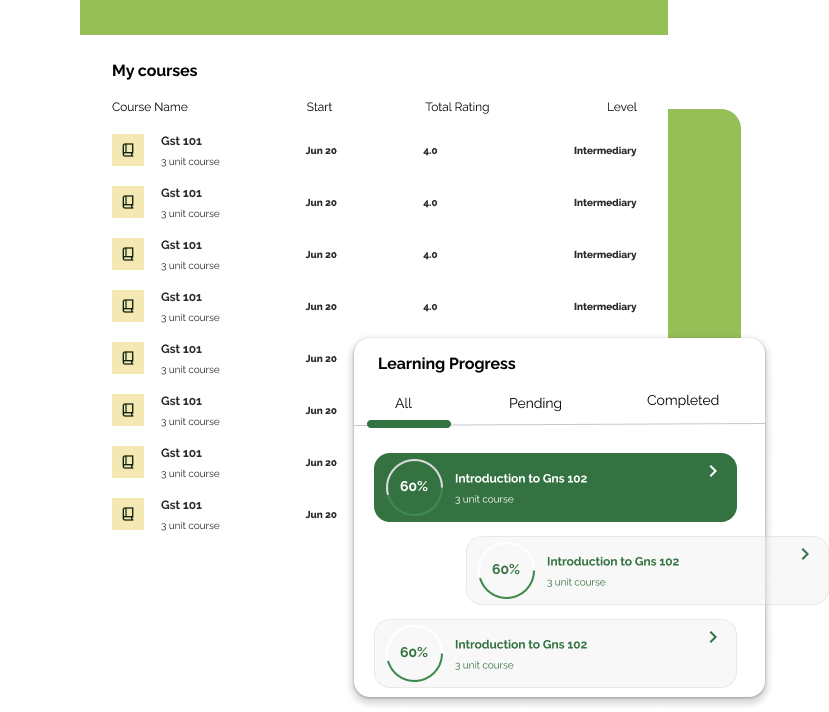 Learning Management System interface